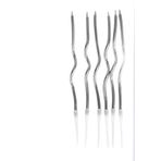 6 Li Kivrimli Gümüş Mum 16Cm Pasta Mumu Spiral Kıvrık Mum, 4845111000001