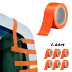 6 Lı Paket 45 Mm Turuncu 30 Metre Pvc Aksesuar Bandı Cam Montaj Ve Sabitleme Bandı