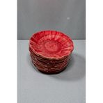 6 lı Seramik Çay Tabak, Kırmızı Çay Tabağı Çap:10cm
