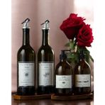 6 Lı Set 2 li Amber Cam 750ml Yağdanlık 2 Adet Cam sıvı Sabunluk 2 adet Ahşap Stant