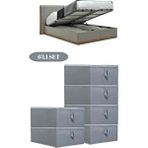 6 Lı Set Antrasit Çekyat ve Baza Tipi Yastık Yorgan Saklama Hurcu -Baza Altı Düzenleyici - Gri - 6 Adet - 22 cm