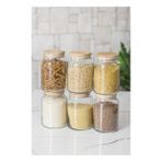 6 Lı Set Bambu Kapaklı Cam Kavanoz &amp; Erzak Saklama Kabı 800 ml Orta Boy ( Vakum Kapak )