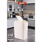 6 Lt Çöp Kovası, Mutfak, Banyo, Tuvalet, Ofis Çöp Kutusu Krem