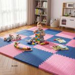 6 Parça 50x50 Puzzle Mat - 100x150 cm Kurulumlu Oyun Spor Matı Puzzle Halı Tatami 13m (lacivert-pembe)
