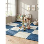 6 Parça 50X50 Puzzle Mat - 100X150 cm Kurulumlu Oyun Spor Pilates Matı Puzzle Halı Tatami 13MM - 100 x 150 cm - Beyaz - Lacivert