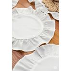 6 Parça Fırfırlı, Ranforce Kumaş Amerikan Servis - 40 x 40 cm - Ekru