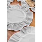 6 Parça Fırfırlı, Ranforce Kumaş Amerikan Servis - 40 x 40 cm - Gri