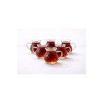 6 Parça Keyfi Ala Kulplu Damla Model Tombul Çay Bardağı Borosilikat Cam 200 ml