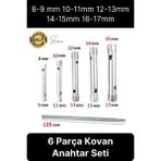 6 Parça Kovan Tipi Lokma Anahtarı Buji Boru Seti Civata Çinko Kaplı Lavabo Montaj 8-17 mm Arası - Gri - diğer