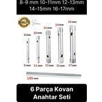 6 Parça Kovan Tipi Lokma Anahtarı Buji Boru Seti Civata Çinko Kaplı Lavabo Montaj 8-17 mm Arası