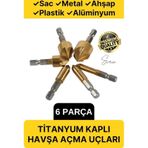 6 Parça Premium Titanyum Kaplama Hss Bits Uçlu Kırılmaz A Kalite Paslanmaz Havşa Açma Matkap Uç Seti