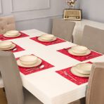 6 Parça Ranforce Kumaş Amerikan Servis - Supla 35X45 - 35 x 45 cm - Kırmızı
