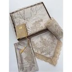 6 Parça Seccade Takımı Çeyizlik Bohça Kutulu Kadife Güpürlü Gelin Damat Seti - 70 x 120 cm - Kahverengi