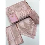 6 Parça Seccade Takımı Çeyizlik Bohça Kutulu Kadife Güpürlü Gelin Damat Seti - 70 x 120 cm - Pembe