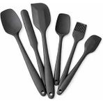 6 Parça Silikon Mutfak Gereçleri Seti, Isıya Dayanıklı Spatula, Fırça Kaşık Seti, Yapışmaz Tencere Dostu, Kırmızı, Siyah, Mor Koyu Füme Renk Seçenekleri (Koyu Füme)
