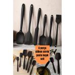 6 Parça Silikon Servis Seti, Spatula Sıyırma Yağlama Kaşığı, Yüksek Isıya Dayanıklı Yanmaz Yapışmaz