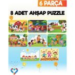 6 Parçalı Montessori Ahşap Puzzle Seti – 2‑3 Yaş Eğitsel Oyun