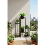 6 Raflı Siyah Metal Çiçeklik & Saksılık - Modern Dekoratif Balkon ve Salon Bitki Standı