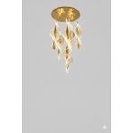 6 Sarkıtlı Gold Ledli Avize - Modern Avize Modelleri - Salon Avizesi - LED Avize - Spotlu Tepsi