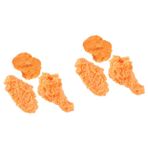 6 Simüle Tavuk Kanatları Tavuk Budu Modeli Yapay Gıda Modeli Sahte Kavrulmuş Tavuk Gerçekçi Yiyecek Eti Taklit Kızarmış Tavuk Modeli Sahte Patates Kızartması Orange Pvc ibasenice
