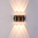 6 Watt Gün Işığı Ledli Dış Mekan, Bahçe, Teras, Balkon, Kamelya, Veranda Apliği, Bahçe Duvar Armatür Siyah Gold