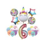 6 Yaş Gökkuşağı Konsepti Unicorn Temalı Doğum Günü Parti Kutlama Seti