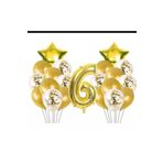 6 YAŞ GOLD KONFETİLİ ŞEFFAF BALON SETİ DOĞUM GÜNÜ SETİ