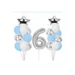 6 Yaş Konfetili Şeffaf Balon Doğum Günü Parti Seti