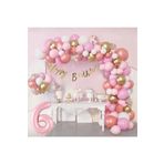 6 Yaş Lüks Pembe Rose Gold Pembe Folyo Balon Doğum Günü Parti Seti Süsü, 1112544520210