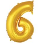 6 Yaş Rakam Folyo Balon, Altın Rengi, Doğum Günü Parti Süslemesi