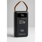 60.000 Mah 22.5W Taşınabilir Hızlı Şarj Cihazı Kablolu Dijital Göstergeli Işıklı Powerbank - Siyah