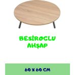60 cm Çap - Ahşap Kaplama Katlanabilir Yer Sofrası Hamur Açma Tahtası Oyun Masası - 21 cm Yükseklik