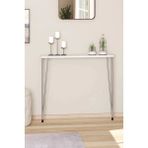 60 cm Oval Kenar Dresuar Petek Üstü Beyaz Gümüş Ayak - Beyaz - Gümüş