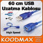60 cm USB Uzatma Kablosu - Gerçek USB 2.0 480 Mbp