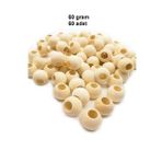 60 Gr (60 Adet) Ahşap Boncuk 15 mm çap x 10 mm Delik Doğal Yuvarlak Ahşap Makrome El İşi Çanta
