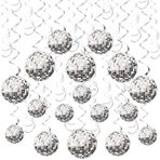 60 Parça Disko Parti Süslemeleri 70'ler Disko Topu Asılı Swirls 70'ler Parti Hibiscus Swirls Retro Disko Ateş Partisi Boogie Partisi 1970'ler Doğum Günü Partisi Hippi Partisi için Tavan Dekorasyonu