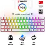 60 Tuş Mekanik Klavye Rgb Aydınlatmalı Oyuncu Klavyesi Blue Switch Q Kablolu Hot Swap Beyaz Klavye