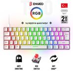 60 Tuş Mekanik Klavye Rgb Aydınlatmalı Oyuncu Klavyesi Red Switch Q Kablolu Hot Swap Beyaz Klavye beyaz