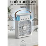 600 Ml Buharlı Serinletici Fan Taşınabilir Mini Klima Fanı Led Işıklı Hava Soğutucu acik-beyaz