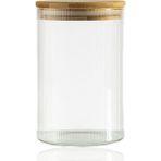 600 Ml Çizgili Kavanoz - Yuvarlak Ahşap Kapaklı Hava Geçirmez, Tatlı, Baharat, Gıda Saklama Kabı, Kokusuz Dayanıklı Cam Saklama Kabı, Kavanoz