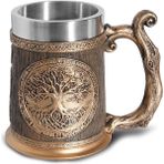 600 ml H Gösterisi Olarak Iskandinav Mitolojisinde Odin ve Thor Viking Bira Kupa Stein Tankard Paslanmaz Çelik Astar ile Iskandinav Geleneği Kahve Kupa Içecek Fincan 20O (Yurt Dışından) - 1 Adet - Renkli - 1 lt