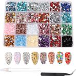 6000 adet tırnaklar için suni elmas, BetterJonny ısı sabitlemeli suni elmaslar, el işi için, 5 mm Nail Art suni elmaslar, düz arka değerli taşlar, yuvarlak cımbız ve noktalama kalemi, kendin yap el