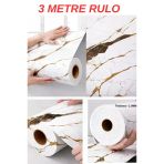 60Cm X 3 Metre Tek Parça Yapışkanlı Rulo Gold Mermer Desenli Duvar Paneli Kağıdı Silinebilir Tjjc