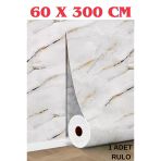 60Cm X 3 Metre Tek Parça Yapışkanlı Rulo Mermer Desenli Duvar Paneli Kağıdı Silinebilir Tx-076-Luna