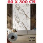 60cmx300cm Tek Parça Yapışkanlı Rulo Mermer Desenli Duvar Paneli Kağıdı Silinebilir Cf-1001-nexo Kahverengi - Krem