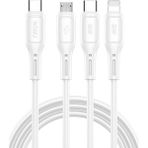 60W Link Type-C Süper Fast Pd Şarj Kablosu 3in1 iPhone Samsung Xiaomi Huawei Hızlı Şarj Data USB Kablo Kopmayan Sağlam Halat Örgülü 1.2m - Beyaz - 3in1 60W Süper Fast Link