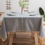 60x120 cm Pamuklu Keten Masa Örtüsü Kolay Temizlenebilir Solmaya Dayanıklı Nem Geçirmez Mutfak Masaları ve Ev Dekoru için Mükemmel Şık Gri