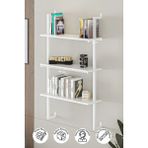 60X20 cm Beyaz Metal 3 Raflı Duvar Rafı | Kitaplık & Mutfak Banyo Organizer