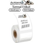 60x40 mm Barkod Etiketi Yapışkanlı 1 Adet Rulo Etiket Termal Barkot Terazi Etiketi 500 lü Barkod Yazıcılarına Uyumludur