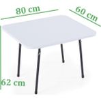60X80 cm Kamp Masası, Piknik, Bahçe Balkon Plaj Masası Katlanır Masa-Beyaz